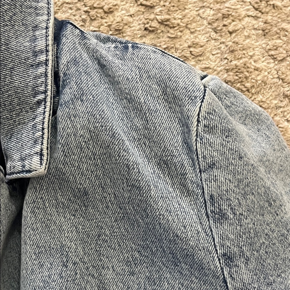 Good American Light Blue Cotton Denim Uniform Style Blazer Jacket Small - Picture 6 of 14